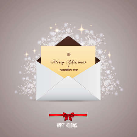 Envelope and greeting card merry christmasのイラスト素材