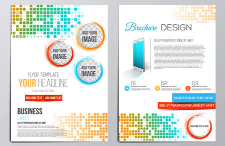 Brochure Design Template. Geometric shapes, Abstract Modern Backgrounds, Infographic Concept. Vectorのイラスト素材