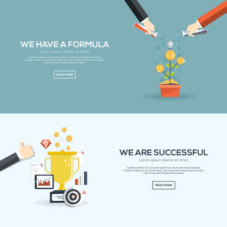 Flat designed banners for we have a formula and we are successful. Vectorのイラスト素材
