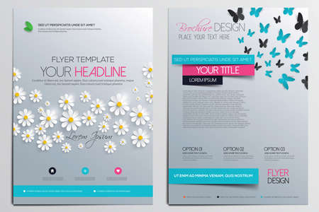 Brochure Design Template. Flower concept, Abstract Modern Backgrounds, Infographic Concept. Vectorのイラスト素材