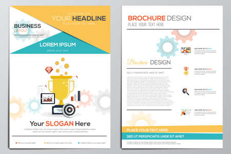 Brochure Design Template. Geometric shapes, Abstract Modern Backgrounds, Infographic Concept.Flat design. Vectorのイラスト素材
