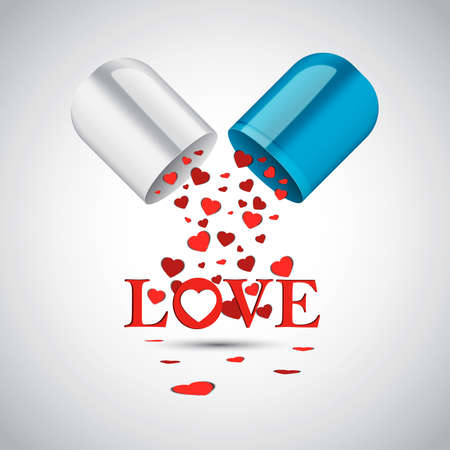Multiple Hearts inside Capsule Pillのイラスト素材