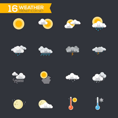Flat weather Icons Set for Web and Mobile Applications. Vectorのイラスト素材