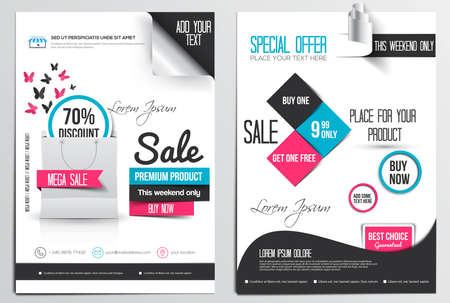 Flyer Design Template. Sale and shopping  concept, Abstract Modern Design, Business brochure. Vectorのイラスト素材