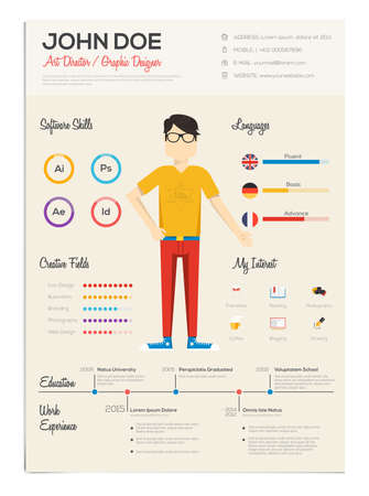 Flat Resume with Infographics. Resume cv set. Vectorのイラスト素材