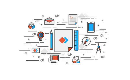 Thin line flat design of Branding.Concepts for web banners and printed materials. Modern vector illustration concept, isolated on white backgroundのイラスト素材