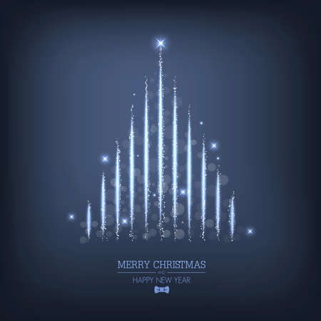 Abstract Christmas tree from light. Greeting card or invitation. Vectorのイラスト素材