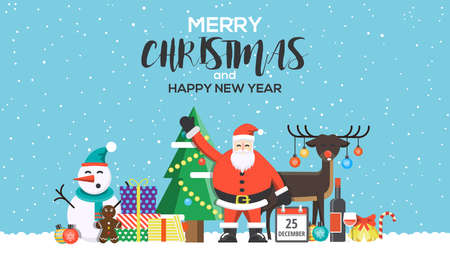 Modern Flat creative Christmas greeting card design. Happy holidays. Can be used as Christmas card, poster,  frame. Illustrationのイラスト素材