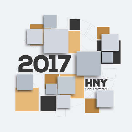 Creative geometric design for your greetings card, Happy New Year 2017. Square background for canvas...