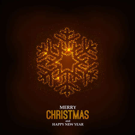 Abstract Christmas Snowflake made from light. Greeting card or invitation. Illustrationのイラスト素材