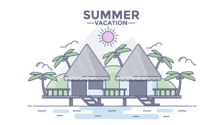 Modern flat thin line design Hero image, concept of travelling, journey and trip to other countries, easy to use and highly customizable. Modern vector illustration concept, isolated on white background.のイラスト素材