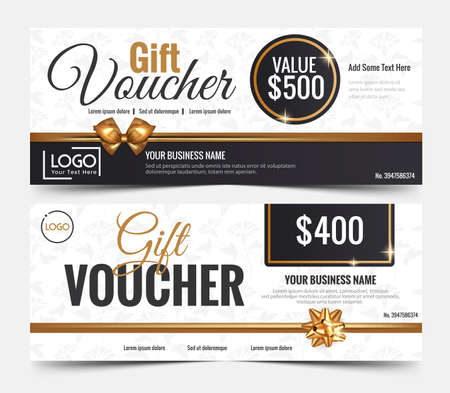 Gift Voucher Template, gift voucher certificate coupon design template,Collection gift certificate business card banner calling card poster.Vector illustrationのイラスト素材