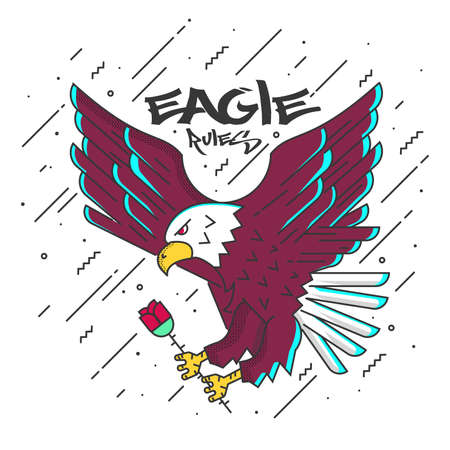Eagle design with typography design for poster and print design. Eagle Rules . T-Shirt, Poster or Flyer design. Vector Illustrationのイラスト素材