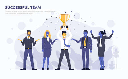 Modern Flat design people and Business concept for Successful Team, easy to use and highly customizable. Modern vector illustration concept, isolated on white background.のイラスト素材
