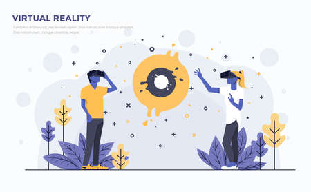 Modern Flat design of people and Business concept for Virtual Reality vector illustrationのイラスト素材