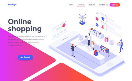 Modern flat design isometric concept of Online Shopping for website and mobile website. Landing page template. Easy to edit and customize. Vector illustrationのイラスト素材