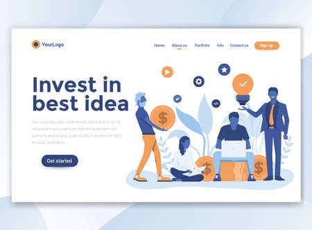 Landing page template of Invest in best idea. Modern flat design concept of web page design for website and mobile website. Easy to edit and customize. Vector illustrationのイラスト素材