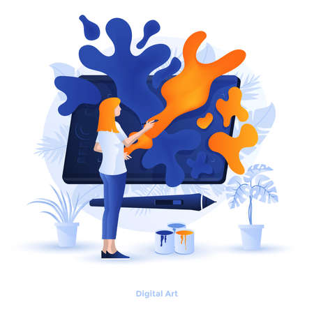 Modern flat design illustration of Digital art. Can be used for website and mobile website or Landing page. Easy to edit and customize. Vector illustrationのイラスト素材