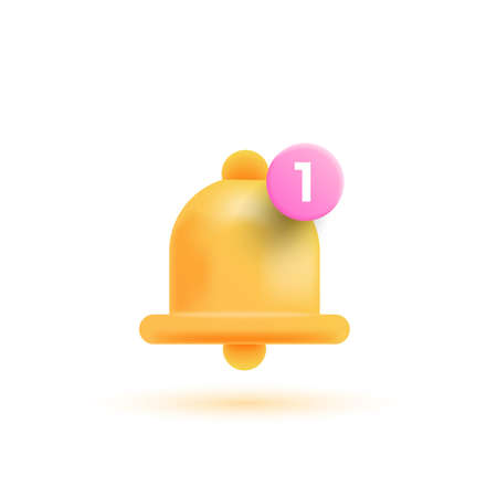 Notification message bell icon alert and alarm icon. 3d vector illustration