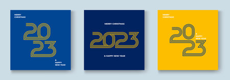 Creative concept of 2023 Happy New Year card set. Design templates with typography logo 2022 for...