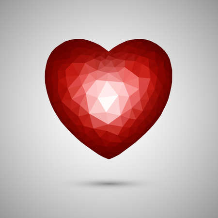 Polygonal red heart. Low-poly. Transparent background. Vector illustration. EPS-10のイラスト素材