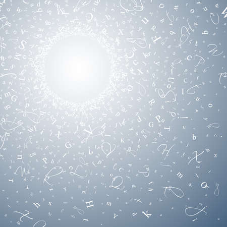 Abstract background of alphabet symbols. World book and copyright day. International Day of writer. International Day of the Book. World Book Day. Studying and learning concept. Illustration.のイラスト素材