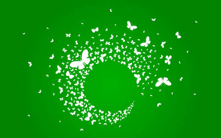 Butterflies scatter from the circle. Vector illustration.のイラスト素材