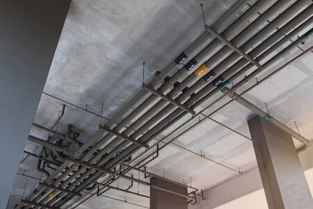 Painted PVC pipe is installed successfully. For water supply systems and sewage systems for large buildings, engineering systemsの写真素材
