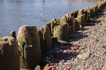 A rustic wooden quay in Helsinkiの写真素材