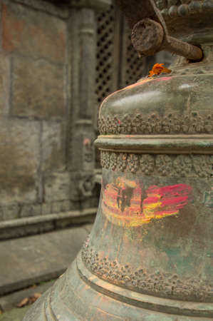 Close up of a ritual bell at Pashpatinathの写真素材