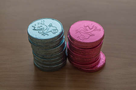 Pink and blue gender reveal party treatsの写真素材