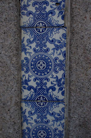 Blue Azulejo on a building in Porto