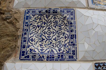 Broken tiles used as decoration in a mosiac