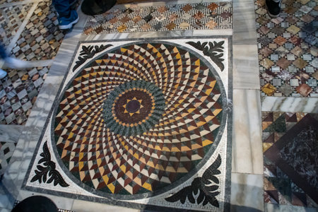 A floor mosaic in the san Marco basilica in Venice, Italyの写真素材