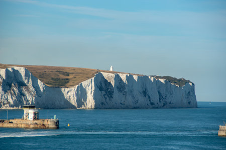 the white cliffs of dover from the beach in kent, england