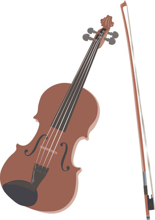 Vector illustration of violin and bow.のイラスト素材