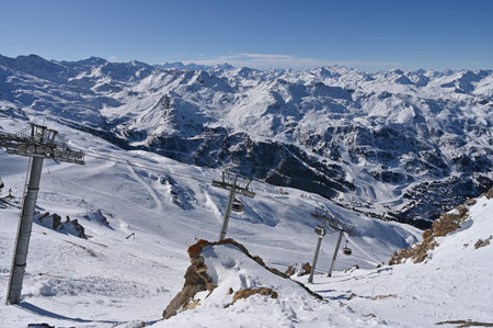 Ski resort in the Alps in winter. Italy, Europe.の写真素材