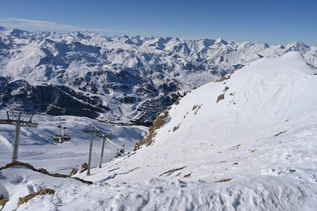 Winter in the swiss alps (Braunwald, Switzerland)の写真素材
