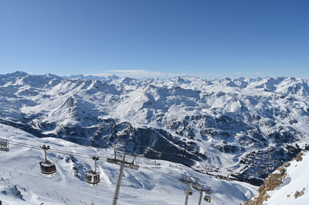 Ski resort in the French Alps. View from the ski liftの写真素材