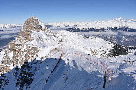 View from the top of Monte Rosa, Italyの写真素材