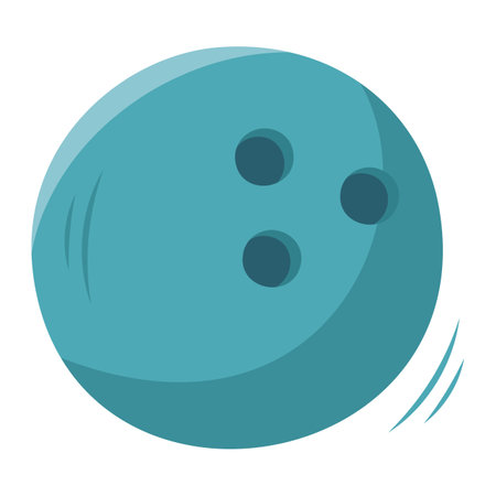 Single hand draw ball for bowling isolated on white background. Sport equipment for bowling game. Vector illustration. Flat style. Blue colors.Bowling icon. Ball symbol.のイラスト素材