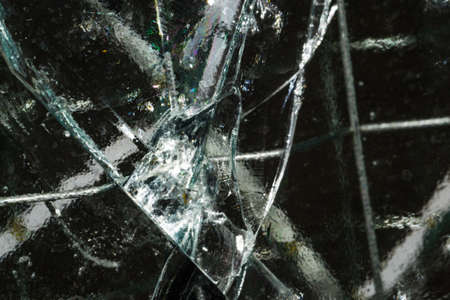 cracked glass close up