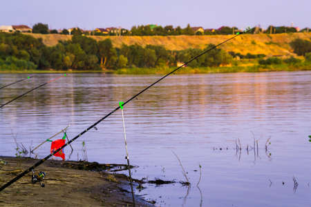 rod fishing in the river fishing vacationの写真素材