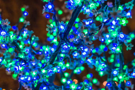 glowing bright tree colors night Christmas moodの写真素材