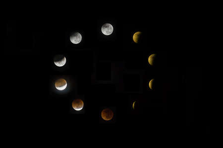 lunar Eclipse West Siberia Nizhnevartovsk, Russia,の写真素材