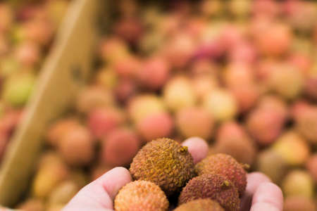 lychee on the market lychee choice for cookingの写真素材