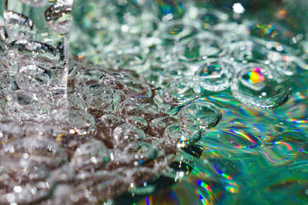 water bubbles close-up macro photo texture backgroundの写真素材
