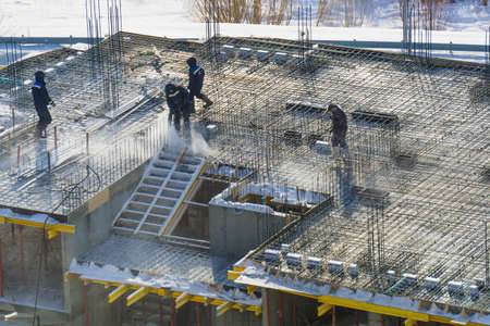 Residential building construction top view construction repairの写真素材