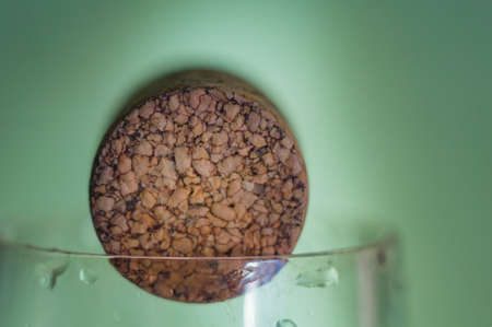 cork from wine in a glass close-up macro photo
