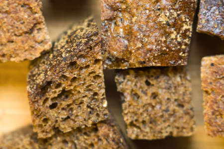 dried bread crumbs macro photo close-up textureの写真素材